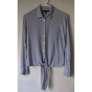 Banana Republic Women's Dillon Button Down Striped Top Bow Tie Front Blouse Sz S